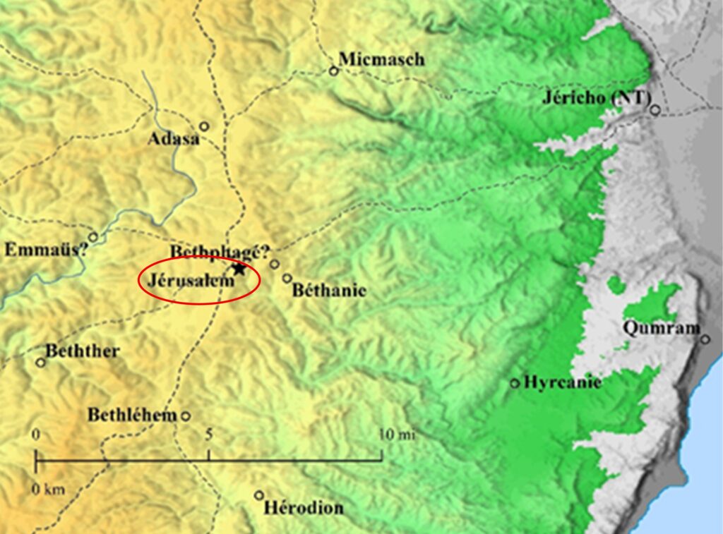 Carte Jérusalem et sa région